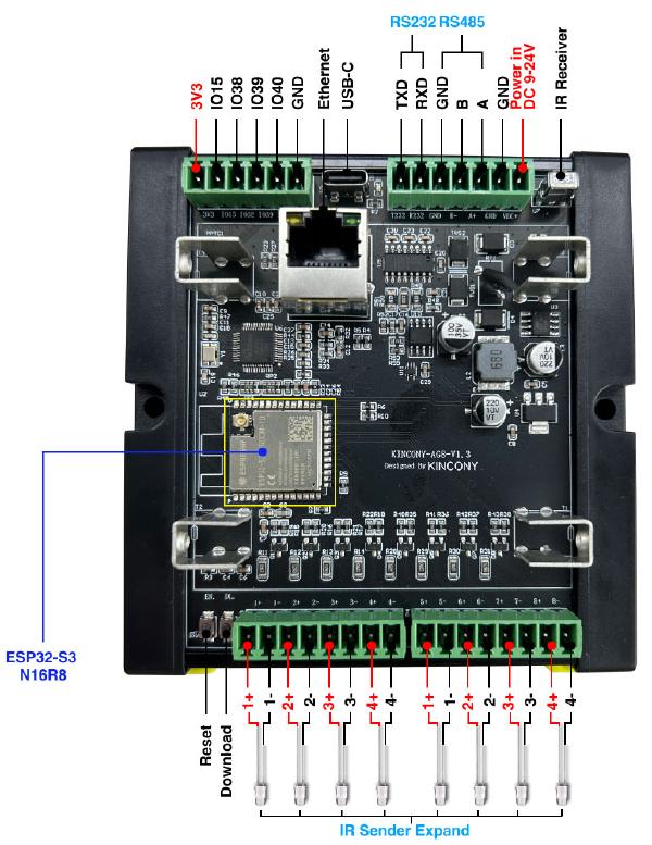 KinCony-AG8 (ESP32-S3 Smart IR Controller)