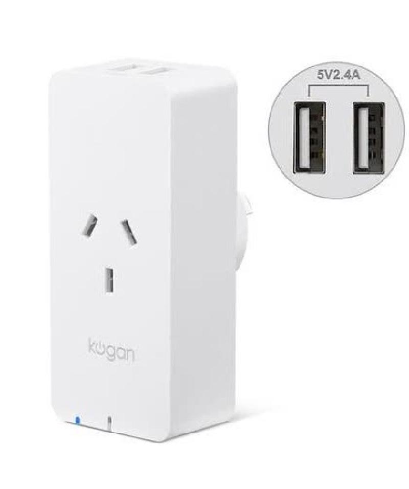 Kogan SmarterHome Smart Plug With Energy Meter and 5V 2.4A USB Ports - kogan-smarterhome-smart-plug-energy-meter-5v-24a-usb-ports.jpg